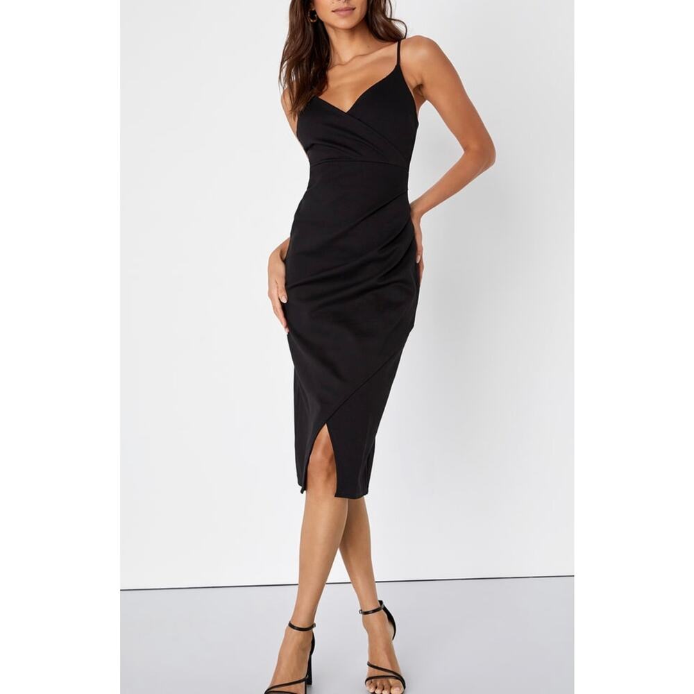 Lulu's Black Midi Dress